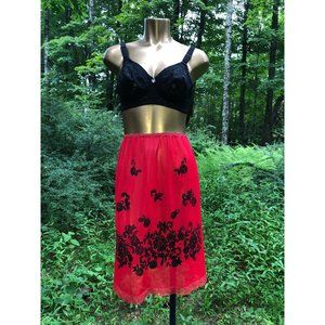 sz small bright red sheer nylon half slip skirt fl